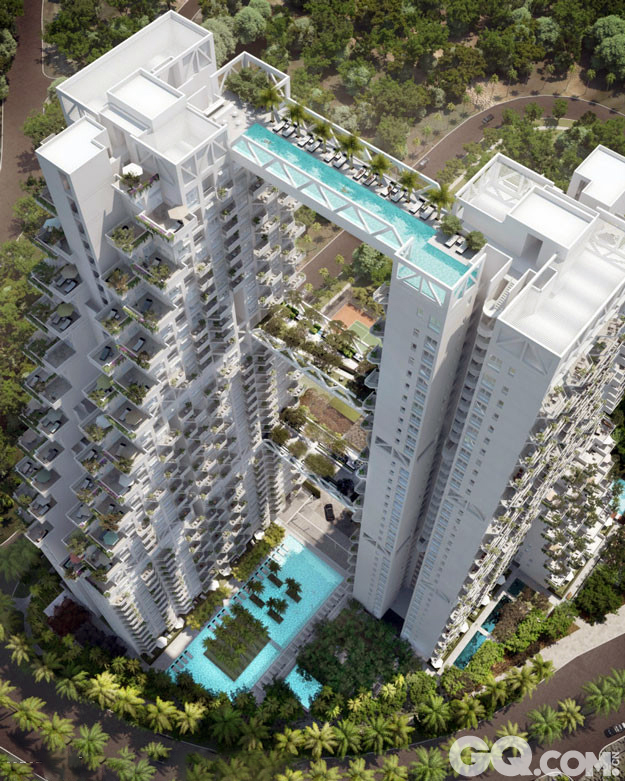 新加坡顶级公寓"晴宇"由知名建筑师moshe safdie设计,由两座高38层的