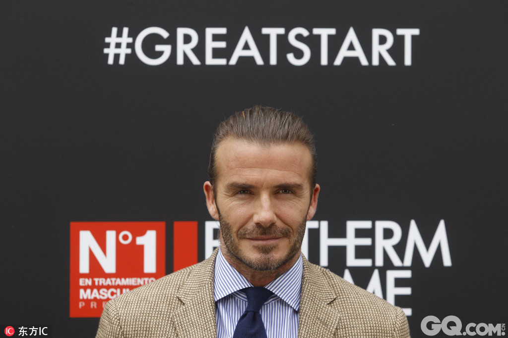 当地时间2017年6月20日，西班牙马德里，贝克汉姆（David Beckham）亮相Biotherm记者会。