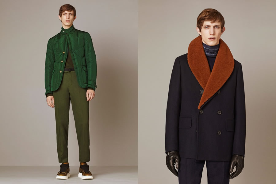 Alexander McQueen推出了2015的早秋系列男装，正装的款式，采用高贵的色彩——祖母绿、宝石蓝、酒红，彰显着高贵的姿态。礼服的设计充满华贵，款式新颖，很吸引眼球。