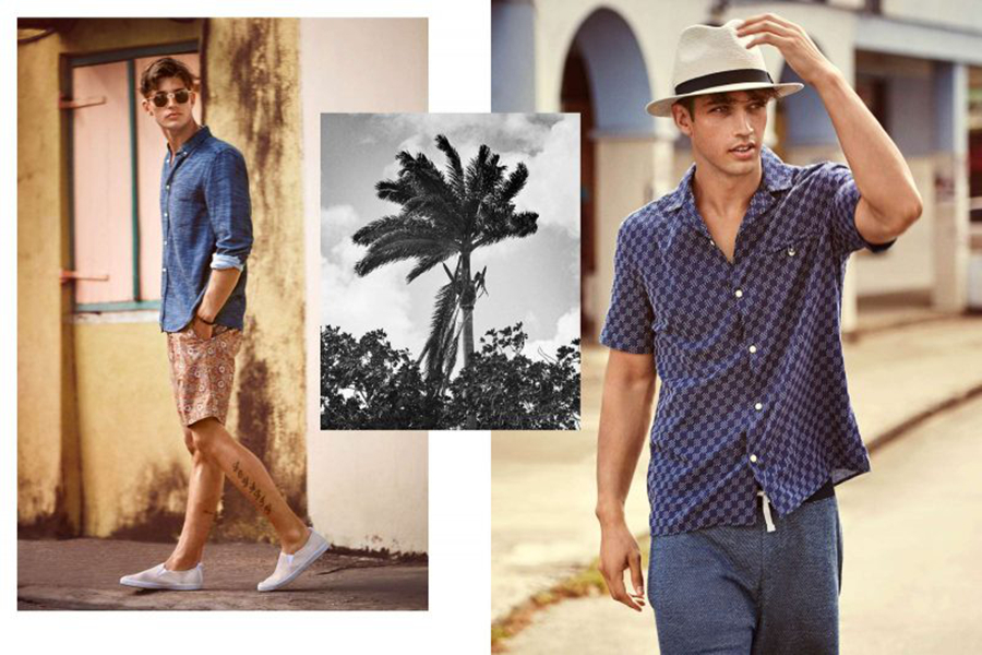 H&M携手男模Ben Bowers继续探索夏季男装新风格。适合夏季的亚麻与纯棉时尚，简约舒适仍是H&M的中心。具有风情的印花，为简约增添了独特的色彩，此外，还有墨镜、帽子、鞋履等配饰，也为本季型录画龙点睛。