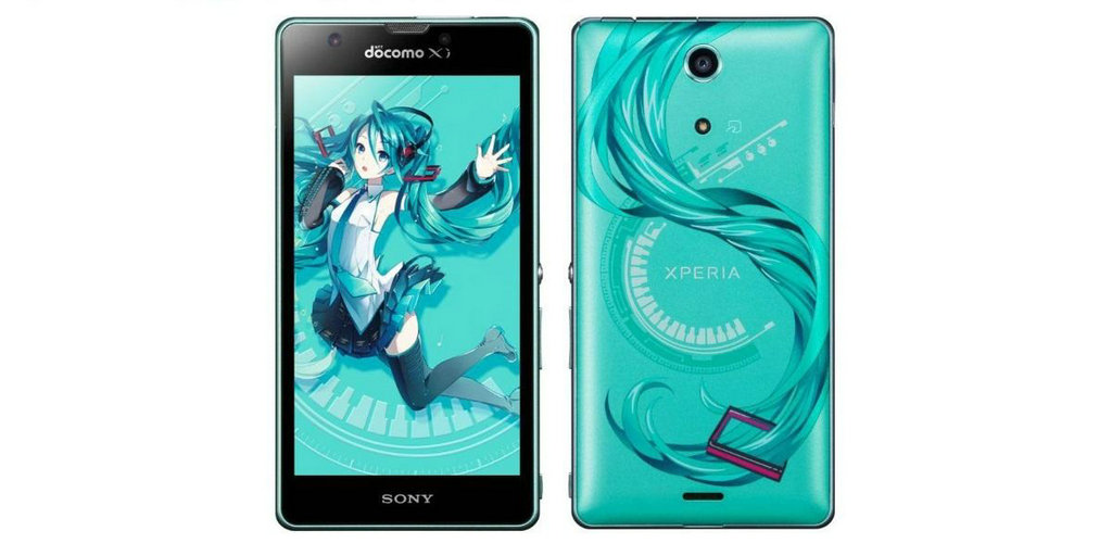 NO.5初音未来限量版 Xperia A
2013年9月Sony发布初音未来限量版Xperia A，全球限量39000台。在全球有很多初音未来的动漫迷，发行的39000台供不应求，不过这不包括大陆市场，所以比较可惜，喜欢的消费者可以通过海外代购。此款产品是第一款手机厂商参与动漫定制机。
