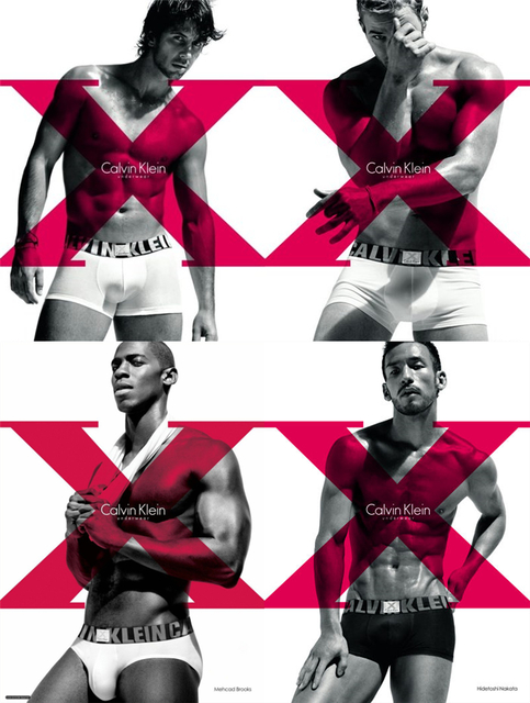 2010年的CK Underwear X系列曾一次性请了演员Kellan Lutz、Mehcad Brooks，网球运动员Fernando Verdasco和足球明星中田英寿作代言人，这阵式前所未有。