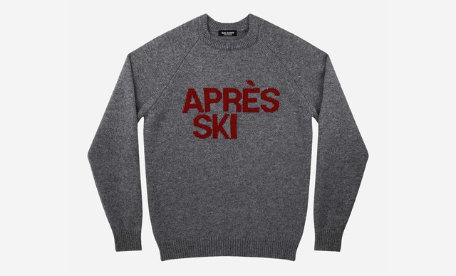 北欧不只有翻领毛衣和雪花图案。Ron Dorff的这件运动衫就用色块和引人注目的标语，打造了这件百分之百美利奴羊毛的针织衫。