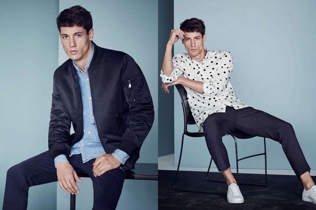 男模Nicolas Ripoll再度与瑞典品牌H&M合作推出春季男装型录。新年伊始，依旧延续一贯的休闲风格，舒适、简约的设计，有着永不过时的吸引力。纯色牛仔衬衫与紧身裤，显得干净利落，年轻而时尚。