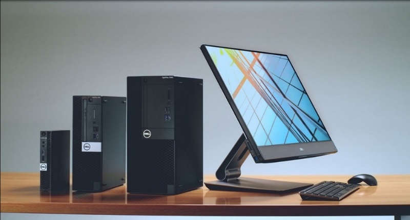 戴尔optiplex 7060微型机,5060 小型机,3060塔式机与7760一体机(左至