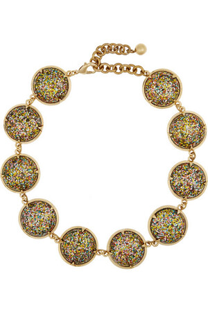 audrey 蛋面切割宝石镀金项链