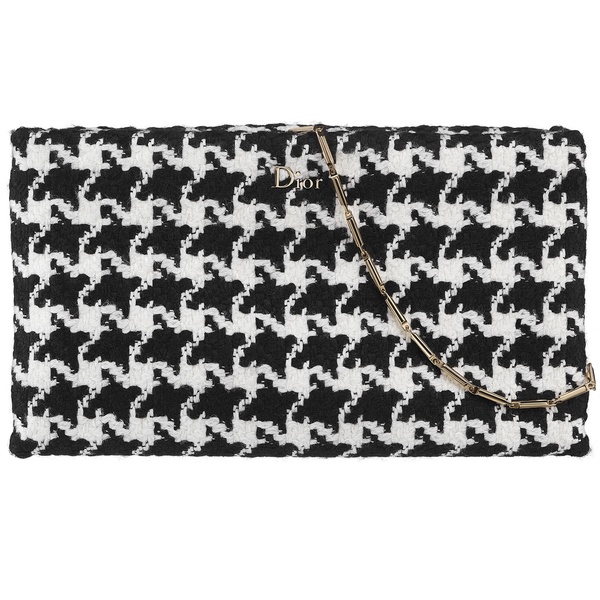 dior迪奥2013早秋黑白色千鸟格粗花呢手拿包